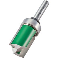 Template profiler with silver shank, green body, and sharp cutting edges, by Trend, 19.1mm diameter.