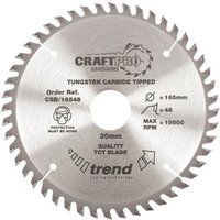 Circular silver saw blade with 40 teeth, 184x30mm size, labeled Trend CraftPro, tungsten carbide tipped.