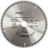 Circular Trend saw blade, 200mm diameter, 72 teeth, 30mm bore, silver with black text and logo.