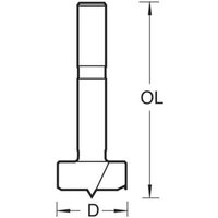 Snappy Forstner Bit with cylindrical shank, flat cutting head, and sharp center point for precise wood drilling.