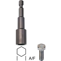 Black Trend Snappy Nut Driver with hexagonal socket and magnetic tip, shown with a hex bolt for size reference.