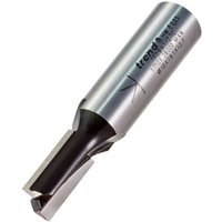 Trend TR14X1/2TC straight cutter, silver cylindrical body, two sharp flutes, black cutting edge.