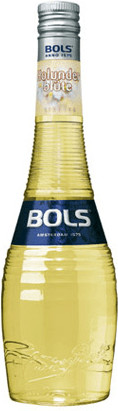 Clear glass bottle of Bols Elderflower Liqueur, 50 Cl, featuring a silver cap, blue label with white text, and a pale yellow liquid inside.