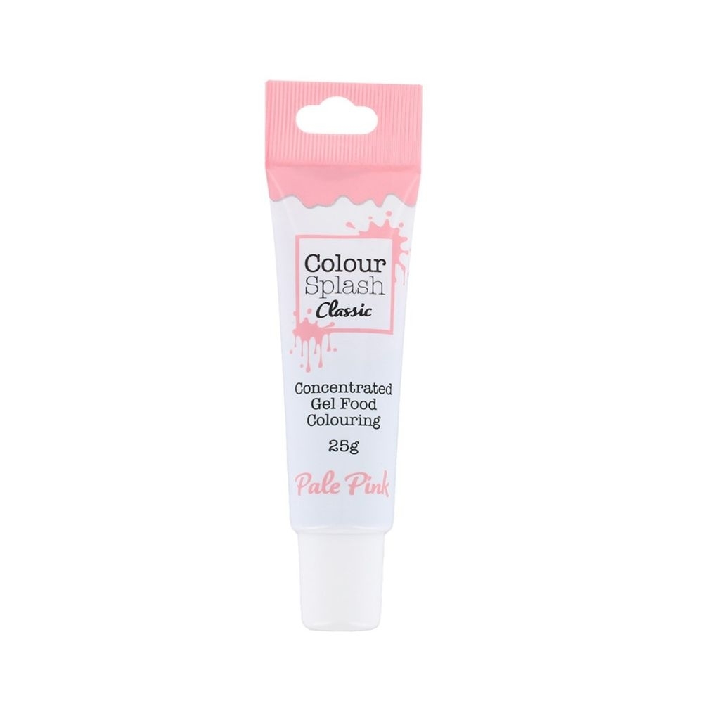 Pale pink 25g tube of Culpitt Colour Splash concentrated gel food colouring, featuring a splash design and clear labeling for easy identification.