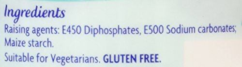 Dr. Oetker Baking Powder 170g package featuring a light blue background, with clear text listing ingredients and a "GLUTEN FREE" label, emphasizing its vegetarian suitability.