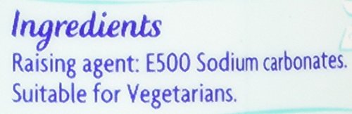 Dr. Oetker Bicarbonate of Soda 200g in a light blue and white packaging, featuring purple text detailing ingredients and suitability for vegetarians.