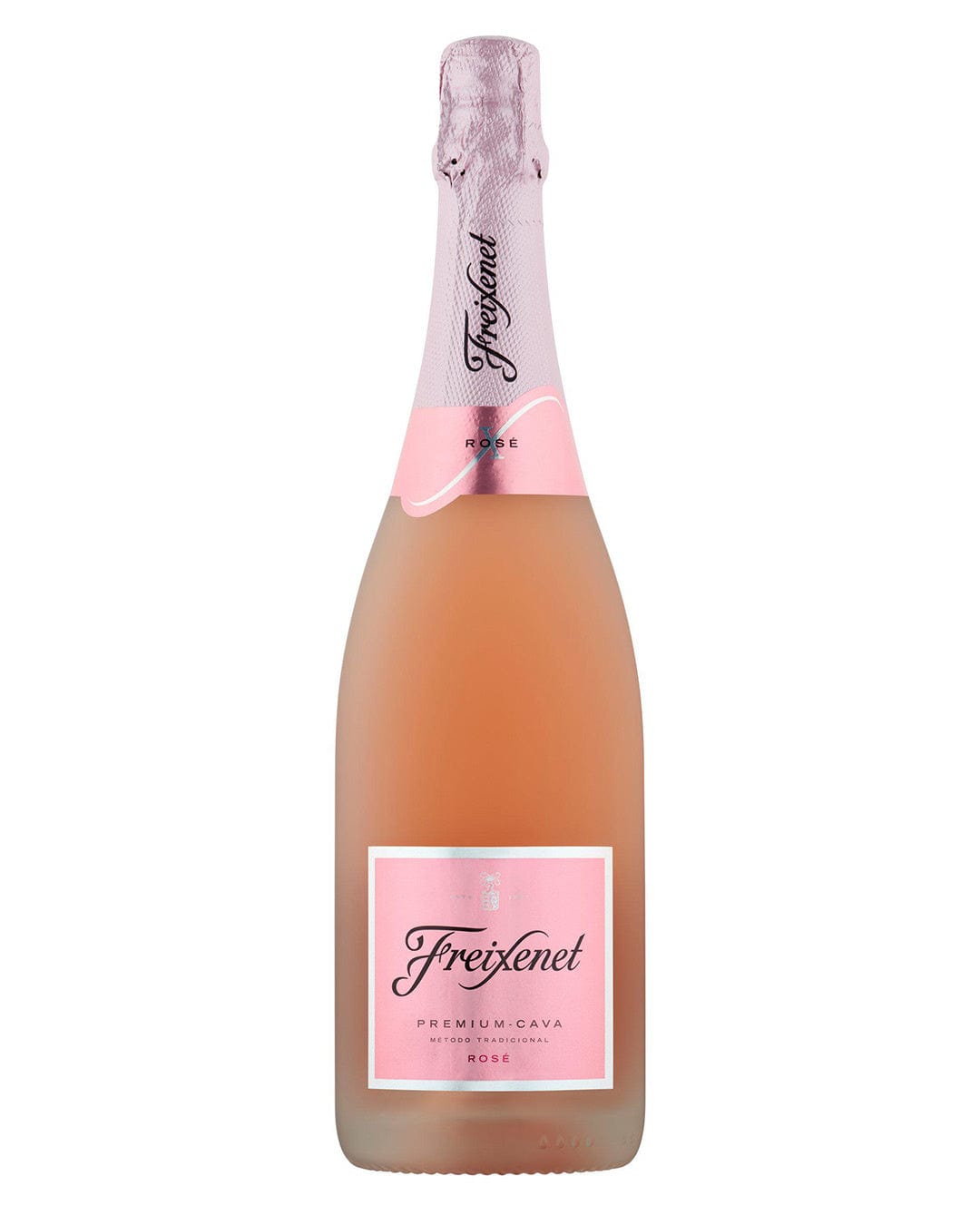 Freixenet Italian Rose, 75 cl, features a sleek glass bottle with a light pink hue, a pink foil cap, and an elegant label with the brand name in black script.