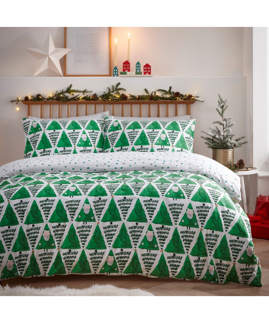 furn. Hide and Seek King Size Green Santa Christmas Duvet Cover Set - image 2