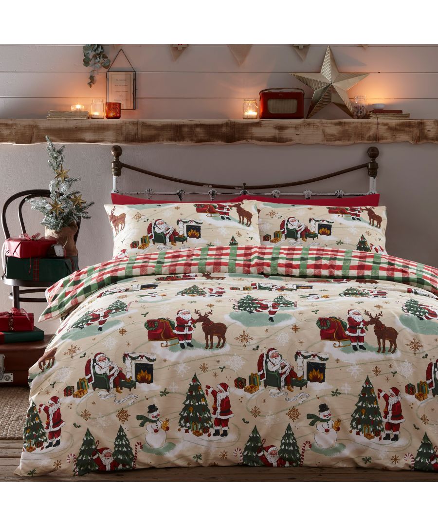 furn. Single Multicolour Jolly Santa Christmas Duvet Cover Set - image 2