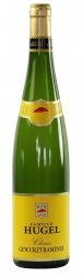 Green glass bottle of Hugel Classic Gewurztraminer, 75 Cl, featuring a yellow label with red and gold accents and a gold foil cap.