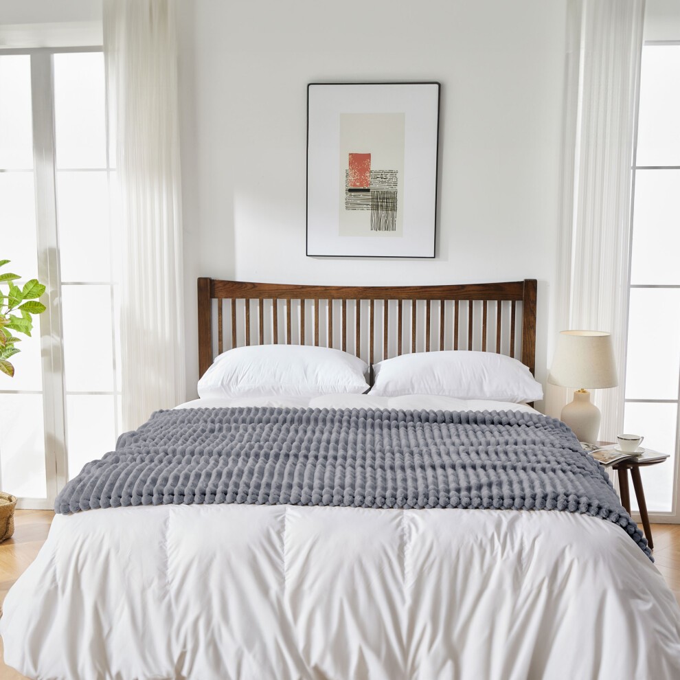 Neo Grey Fleece Electric Blanket with Timer and Heat Settings - image 5