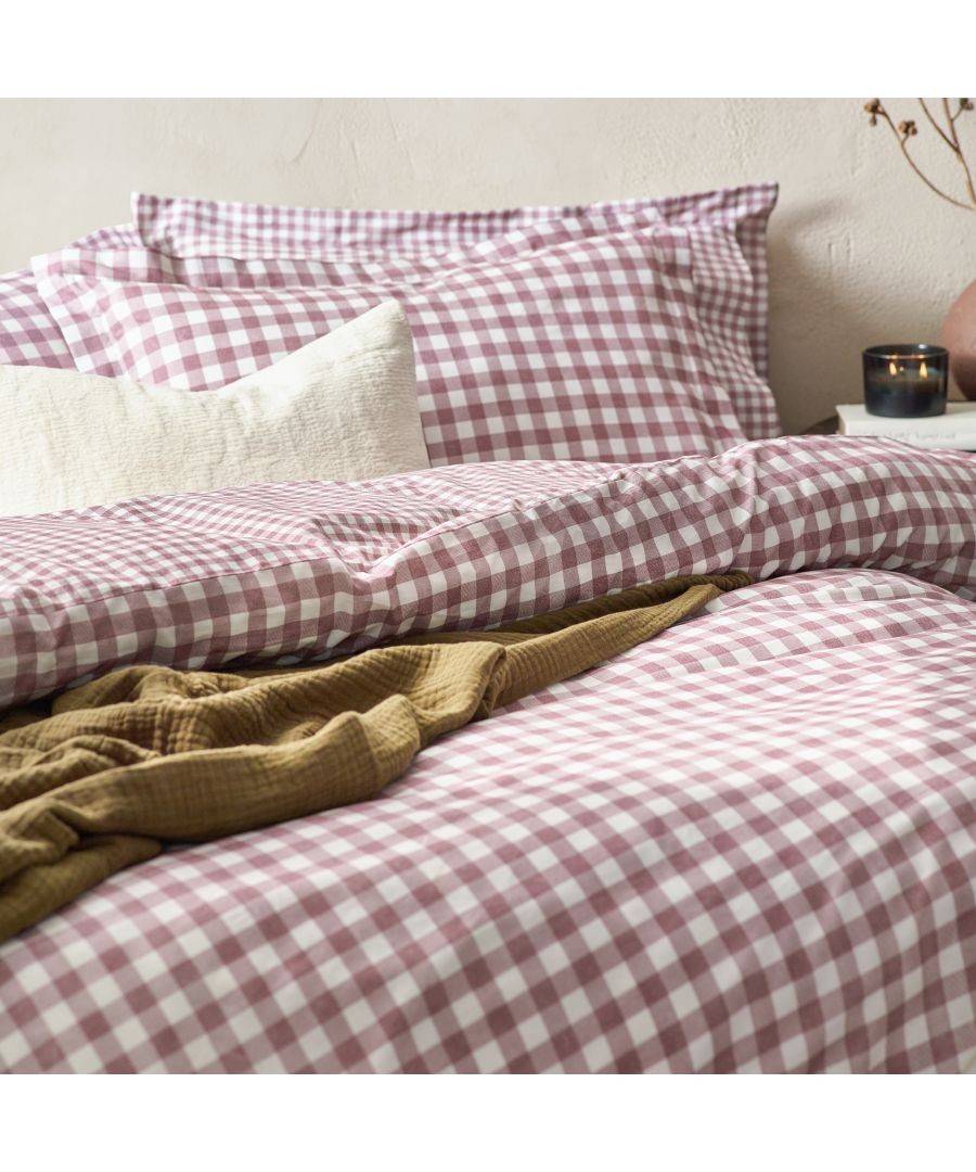 Yard Barton King Size Check Printed Berry 144 Thread Count Duvet Cover and Pillowcase Set - image 2