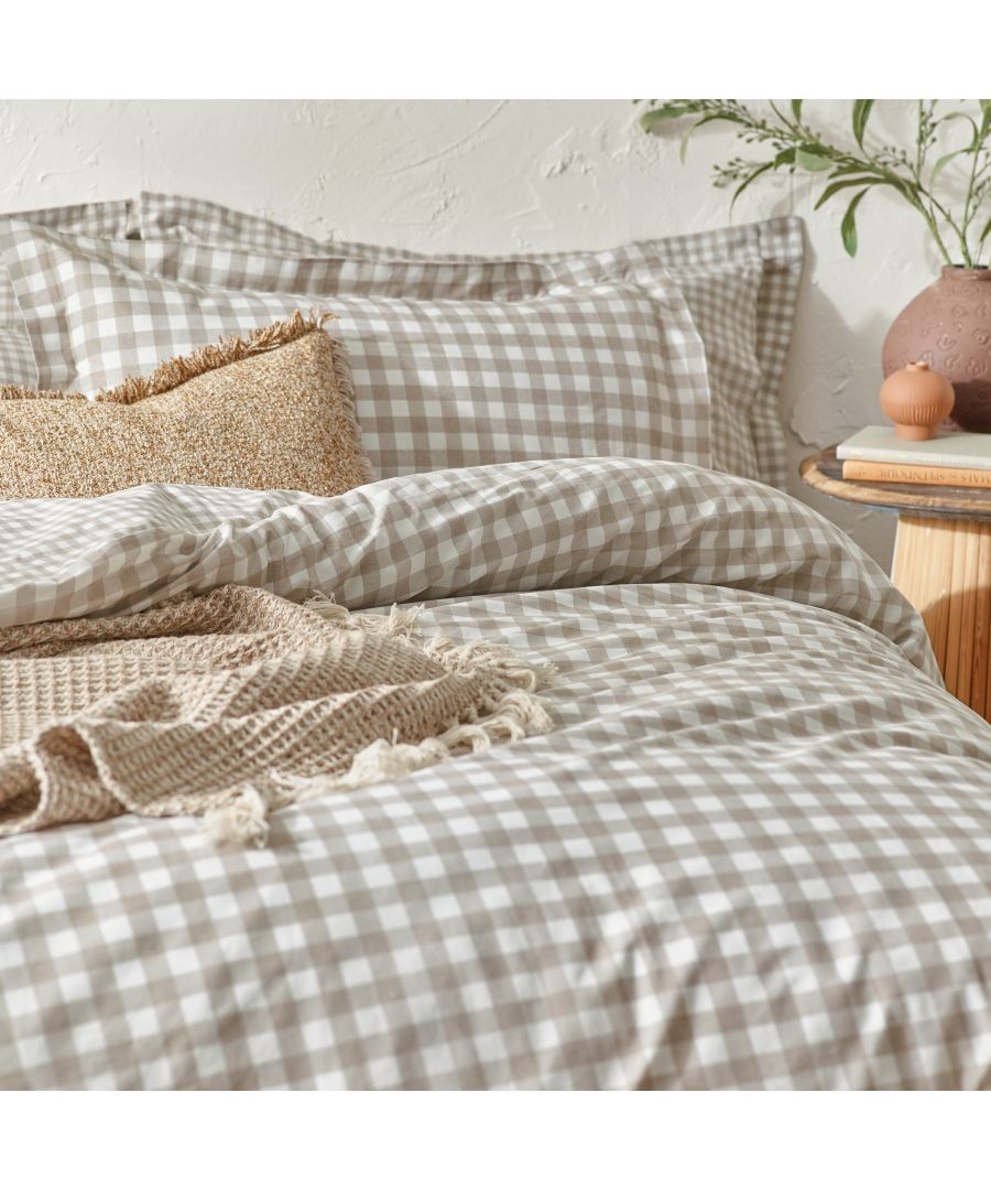 Yard Barton King Size Check Printed Natural 144 Thread Count Duvet Cover and Pillowcase Set - image 2