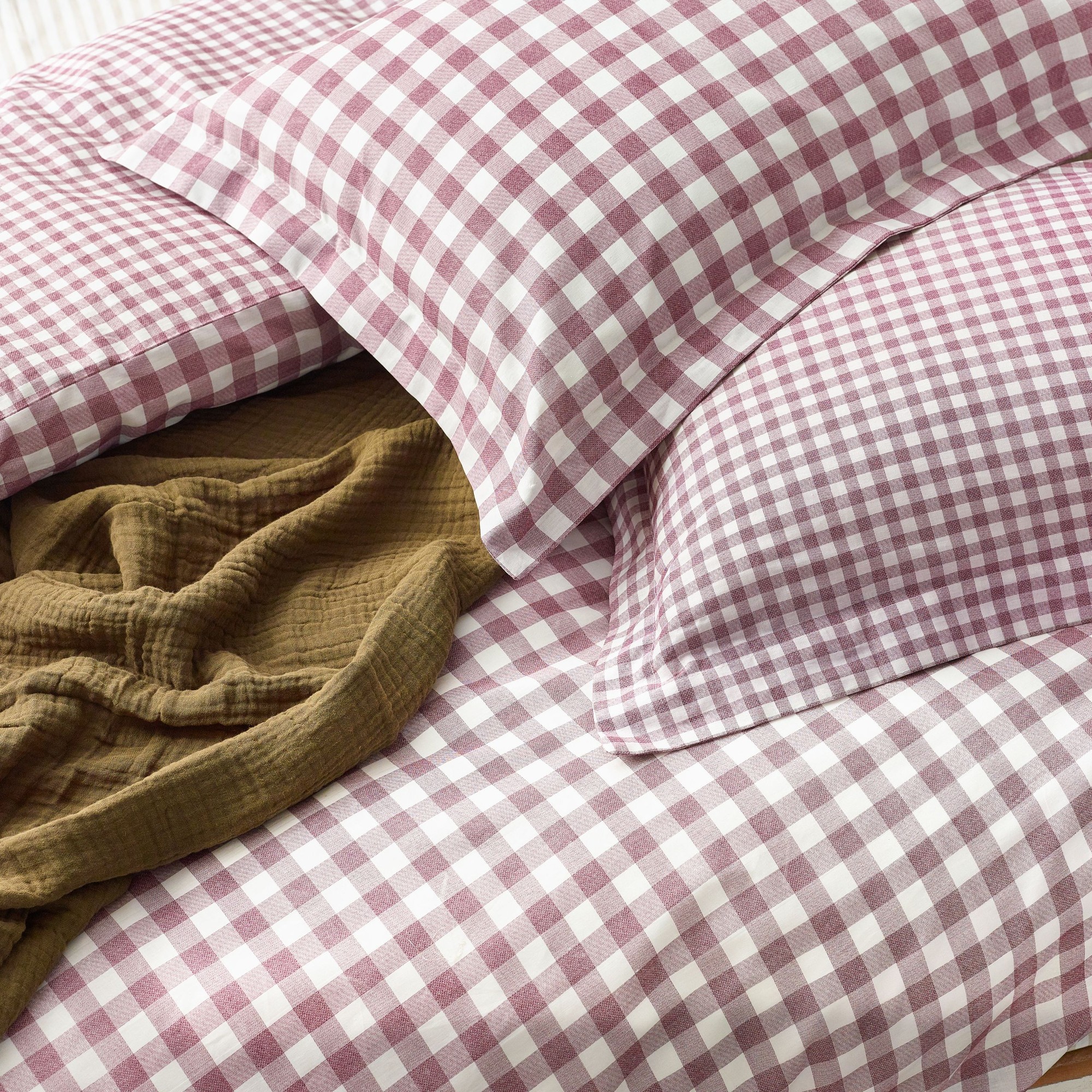 Yard Barton Super King Size Check Printed Berry 144 Thread Count Duvet Cover and Pillowcase Set - image 4