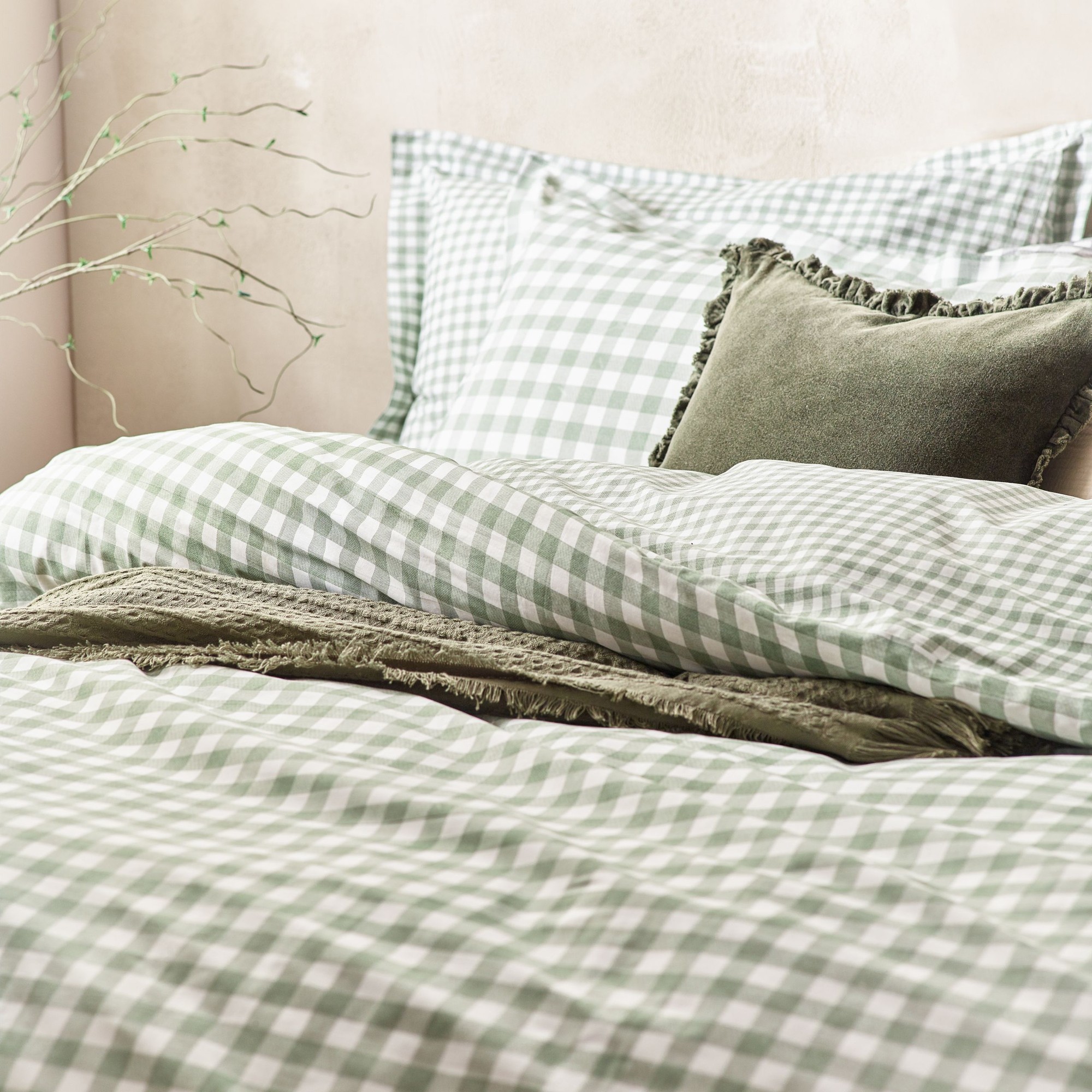 Yard Barton Super King Size Check Printed Forest 144 Thread Count Duvet Cover and Pillowcase Set - image 3