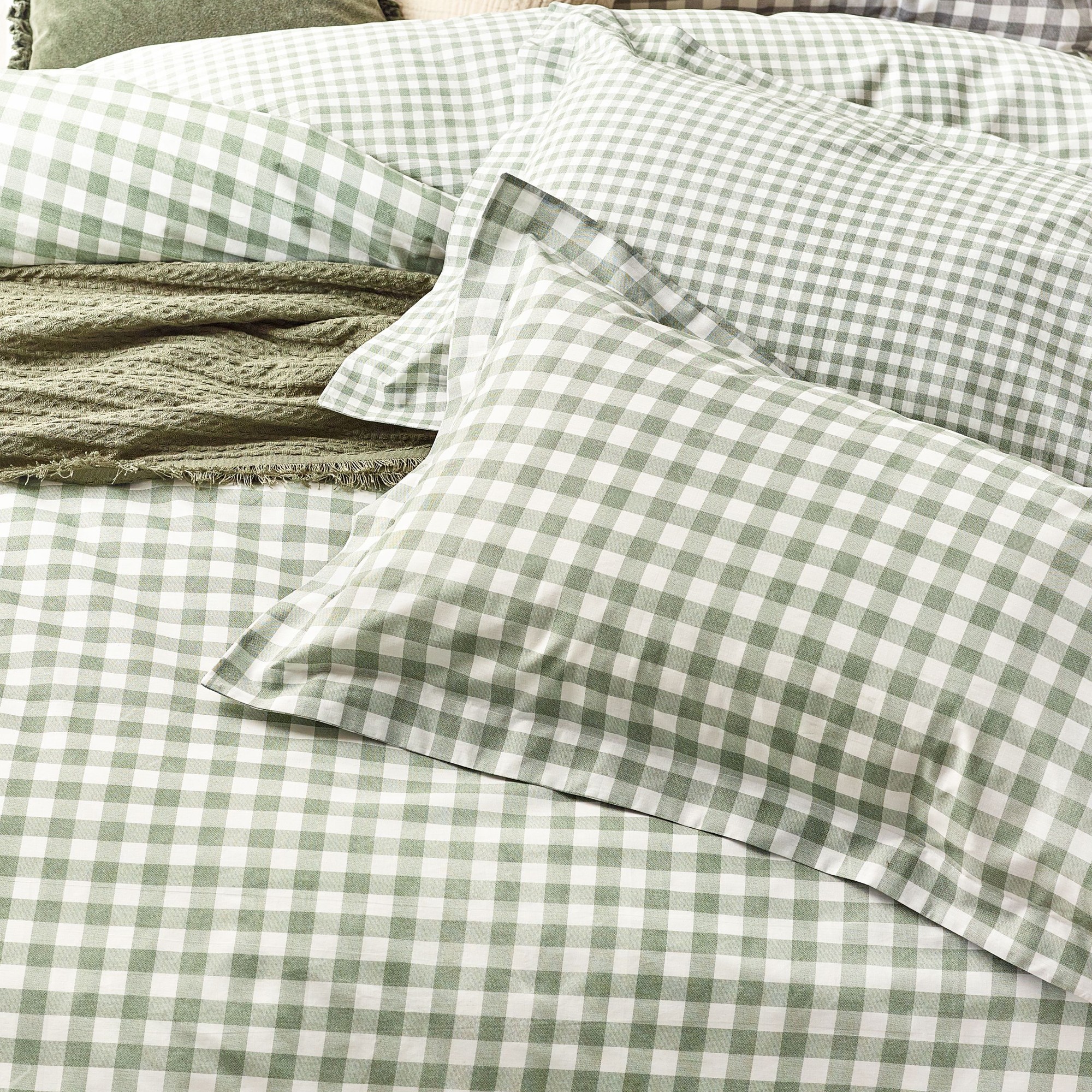 Yard Barton Super King Size Check Printed Forest 144 Thread Count Duvet Cover and Pillowcase Set - image 4