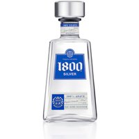 Clear glass bottle of 1800 Blanco Silver Tequila, 70cl, with blue label and silver cap.
