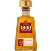 Amber 1800 Reposado Gold Tequila 70cl bottle with gold cap and red label detailing.