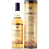 Amrut Original Single Malt Whisky 70cl bottle with gold label and matching cylindrical box.
