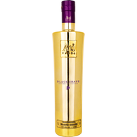 Gold bottle of Au Black Grape Vodka 70cl with purple cap and label, featuring a sleek, reflective design.