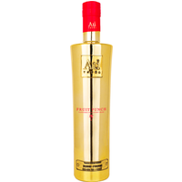 Gold bottle of Au Fruit Punch Vodka 70cl with red cap and black text detailing.