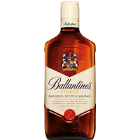 Ballantine's Finest Whisky 70cl bottle, amber liquid, cream label with crest, and navy text.