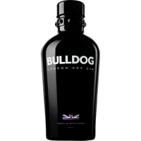 Black Bulldog Gin 70cl bottle with bold white lettering and a Union Jack logo near the base.