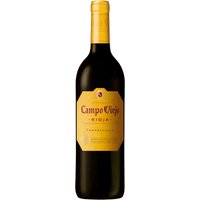 Campo Viejo Rioja Tempranillo Red Wine 75cl bottle with yellow label and matching yellow foil on the neck.