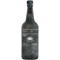 Black frosted bottle of Casamigos Joven Mezcal 70cl with white and red text, featuring a sunburst logo.