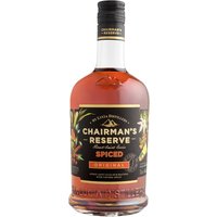 Chairman's Reserve Spiced Rum 70cl bottle with black cap, colorful label featuring spices and gold accents.