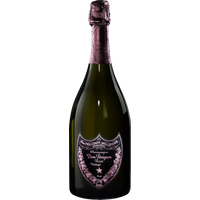 Dom Perignon Rose 2009 champagne bottle with pink foil and black label featuring elegant script.