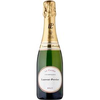 Laurent Perrier La Cuvée 375ml champagne bottle with gold foil, green glass, and white label with black text.