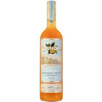 Chinola Passion Fruit Liqueur 70cl bottle, orange liquid, tropical label with fruit and landscape design.