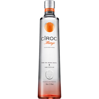 Ciroc Mango Vodka 70cl bottle, clear glass with orange accents, silver cap, and mango flavor label.