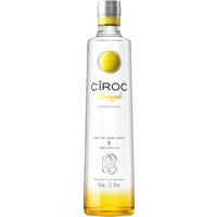 Ciroc Pineapple Vodka 70cl bottle, clear glass with yellow accents and silver cap.