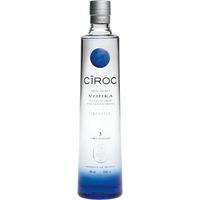 Ciroc Vodka 70cl bottle, clear with blue gradient base, silver cap, and blue circle logo on front.