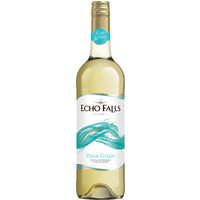 Echo Falls Pinot Grigio white wine bottle, 75cl, with teal label and gold cap.