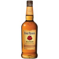 Four Roses Bourbon 70cl bottle with amber liquid, beige label featuring red roses, and brown cap.