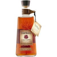 Four Roses Single Barrel Bourbon 70cl in a tall, clear bottle with embossed roses and a wooden cap.