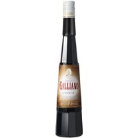 Galliano Ristretto Liqueur 50cl bottle, dark glass with a white cap and a brown label featuring red and gold accents.