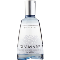Gin Mare 70cl bottle with blue-tinted glass, silver cap, and olive branch design on the label.
