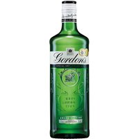 Gordon's Gin 70cl green bottle with white label, embossed logo, and gold seal.