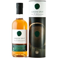 Green Spot Irish Whiskey 70cl bottle with green label and matching cylindrical box with green spot logo.