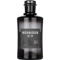 Dark glass bottle of G'Vine Nouaison Gin 70cl with black label and silver text, featuring a sleek, rounded cap.