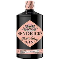 Hendricks Flora Adora Gin 70cl bottle, black with pink label featuring floral design and butterfly motif.