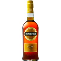 Irish Mist Honey & Whiskey Liqueur 70cl bottle with gold label and amber liquid, yellow cap.