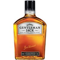 Jack Daniel's Gentleman Jack Whiskey 70cl bottle with black cap and silver label, amber liquid inside.