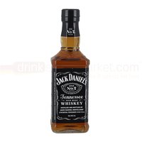 Jack Daniel's Old No 7 Whiskey 35cl bottle with black label and white text, square-shaped glass design.