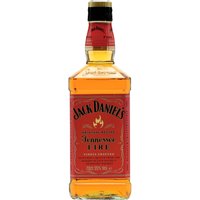 Jack Daniel's Tennessee Fire Whiskey 70cl bottle, red label with gold accents and black cap.