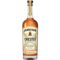 Jameson Crested Irish Whiskey 70cl bottle with gold label, black text, and a wooden cap.